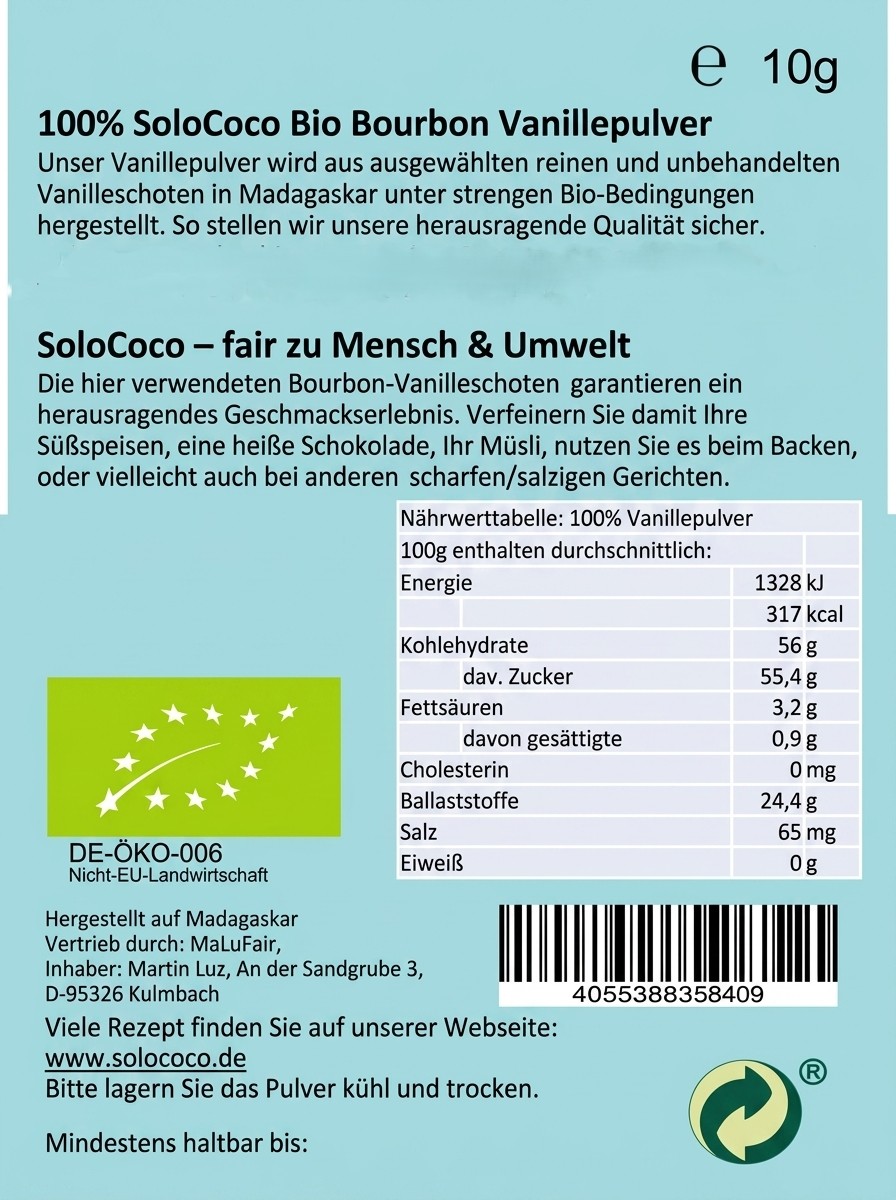 Vanille Pulver-Label