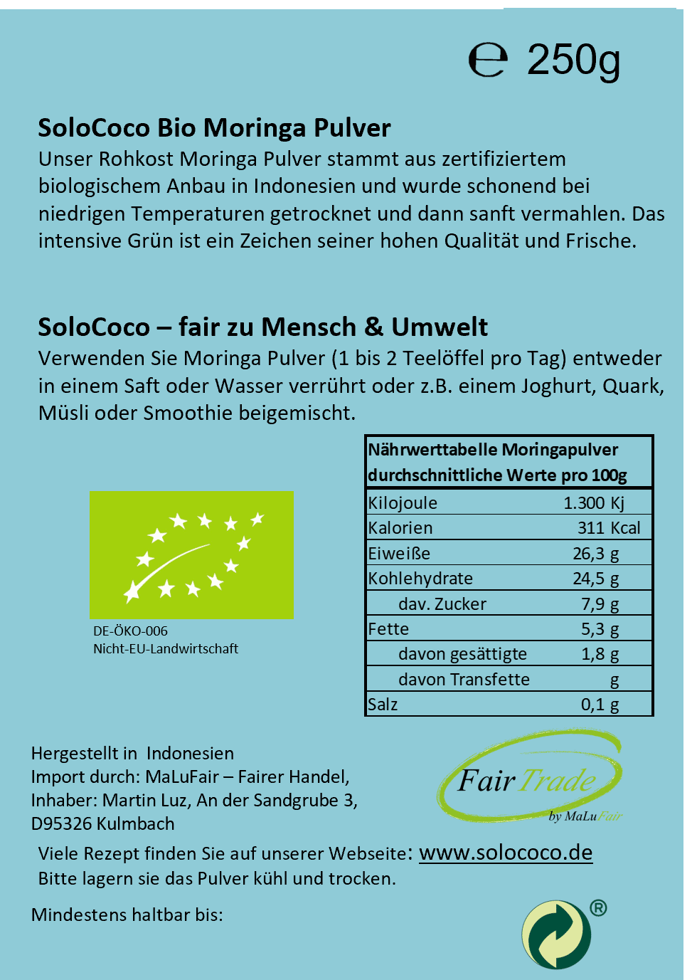 Moringa Pulver Inhalt