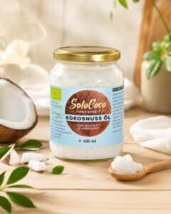 Natives Bio Kokosöl im Glas von SoloCoco für höchste Qualität