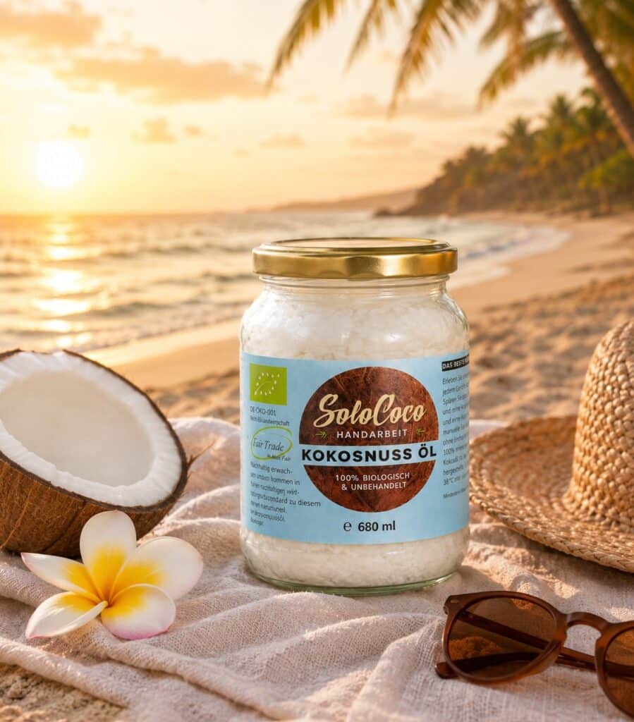 SoloCoco Bio-Kokosöl gegen Sonnenbrand zur natürlichen Pflege